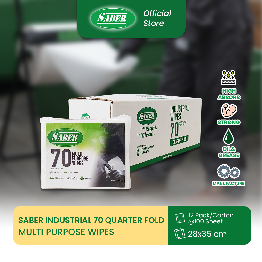 SABER® 70 - Multi Purpose Wipes Quarter Fold 
